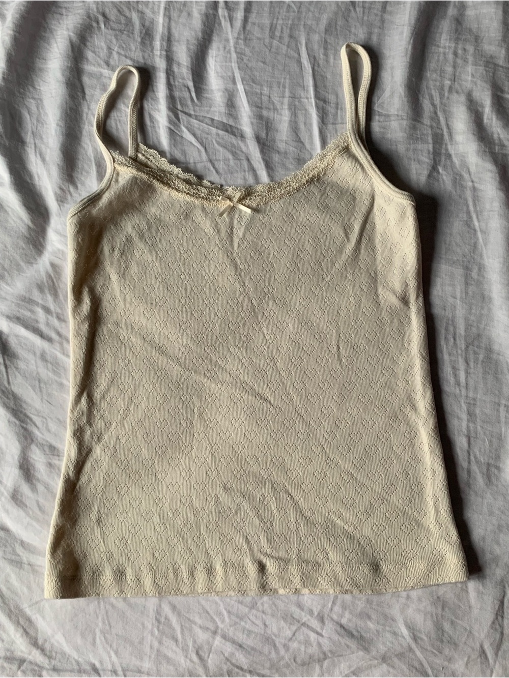 Brandy Melville Cream Lace-Trim Cami Tank Top